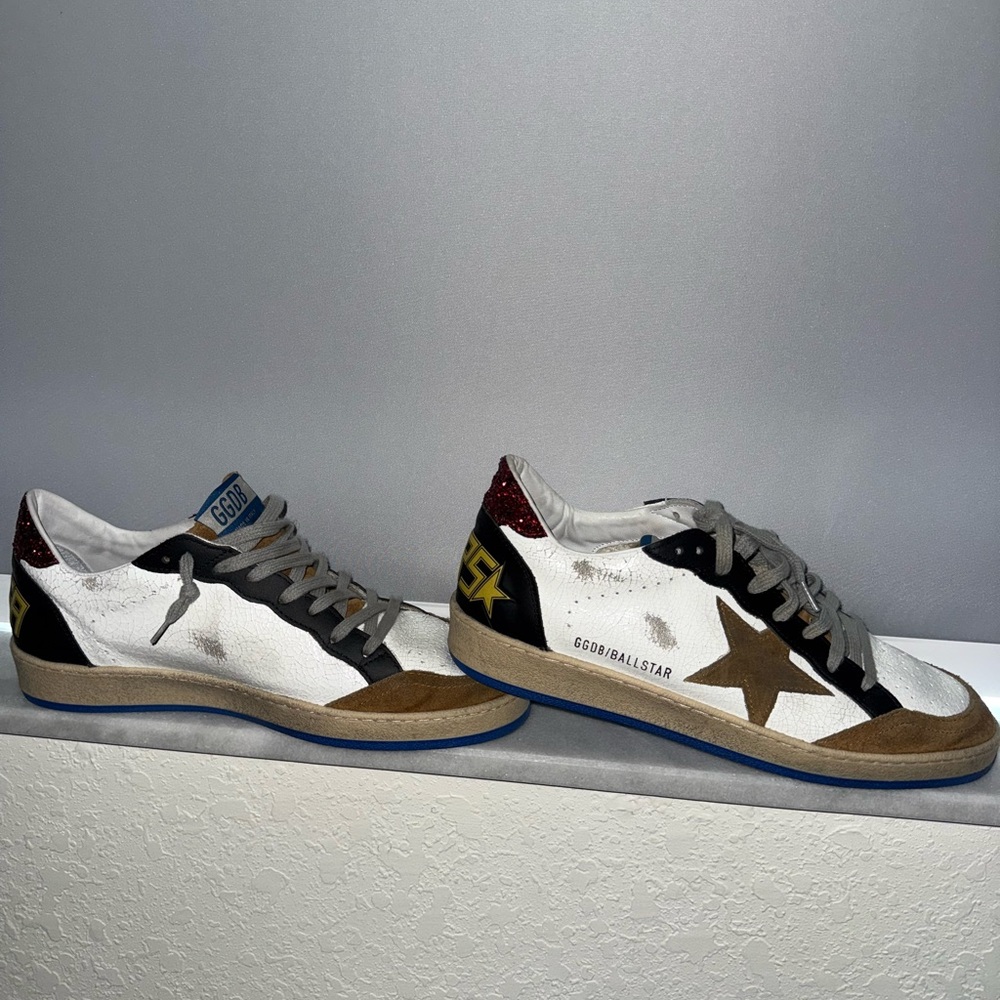 Golden Goose Men's White, Brown, and Black Sneakers